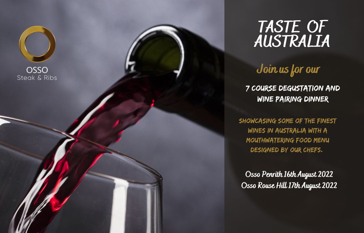 Taste Of Australia 7 Course Degustation Dinner with paired wines.